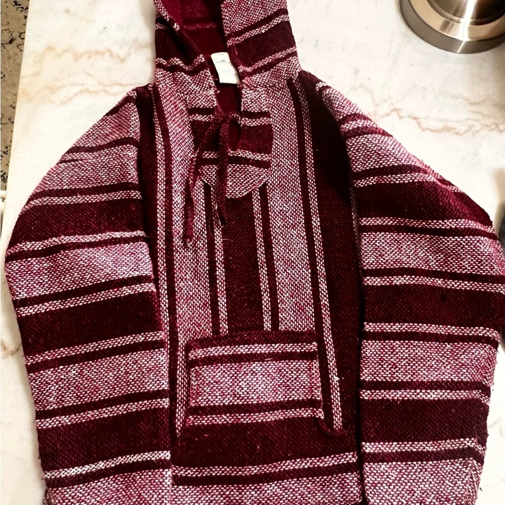 Vintage Hoodie Hippie Drug rug  Size Medium Festival Multi color Warm Winter Red